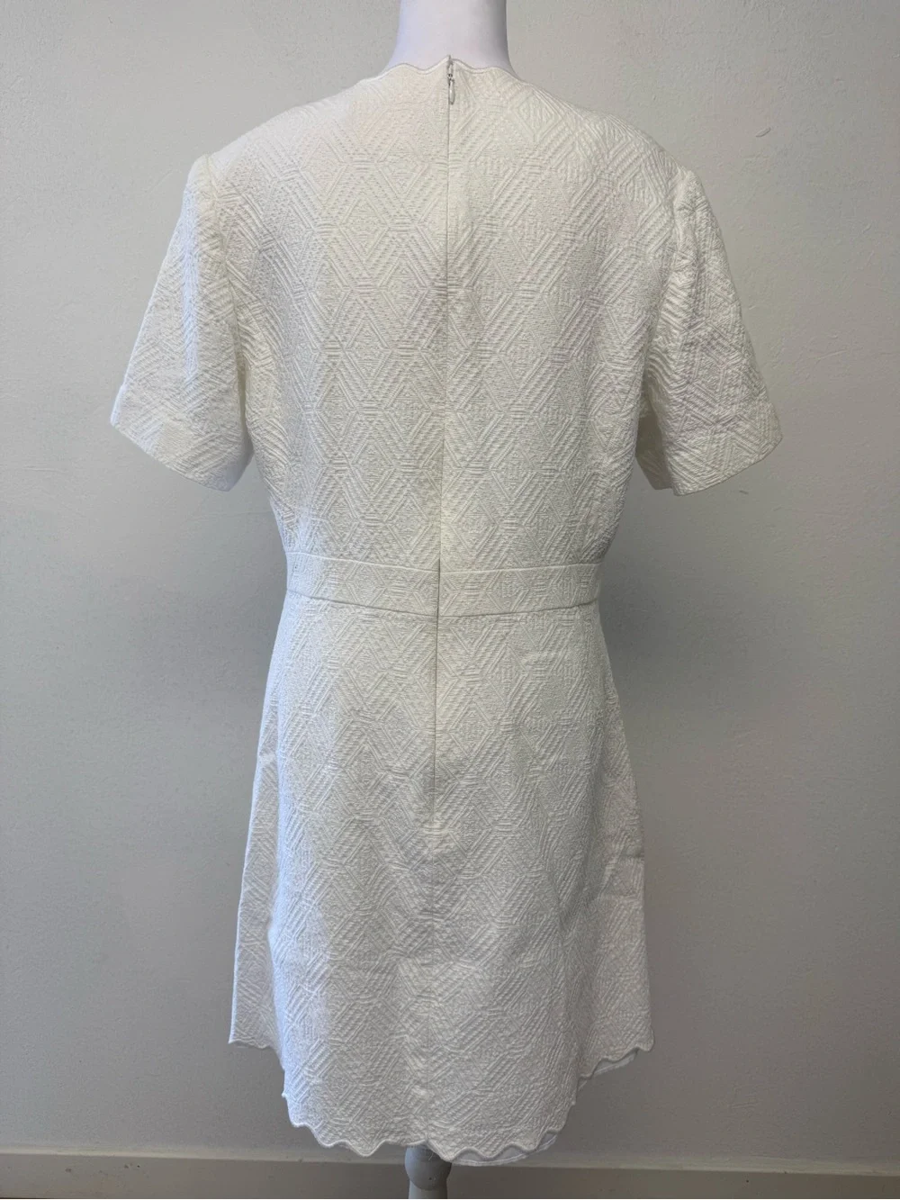 Tory Burch Bailey White Short-Sleeve Scallop Dress